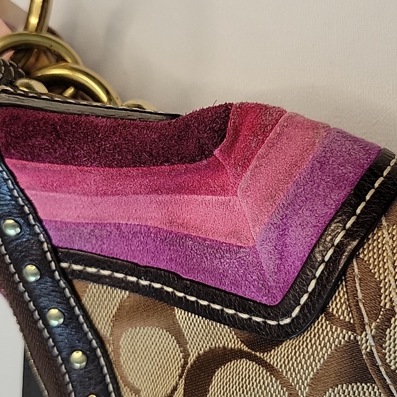 COPY - Tan/brown Coach Purse with Pink/purple Accents - Picture 2 of 5